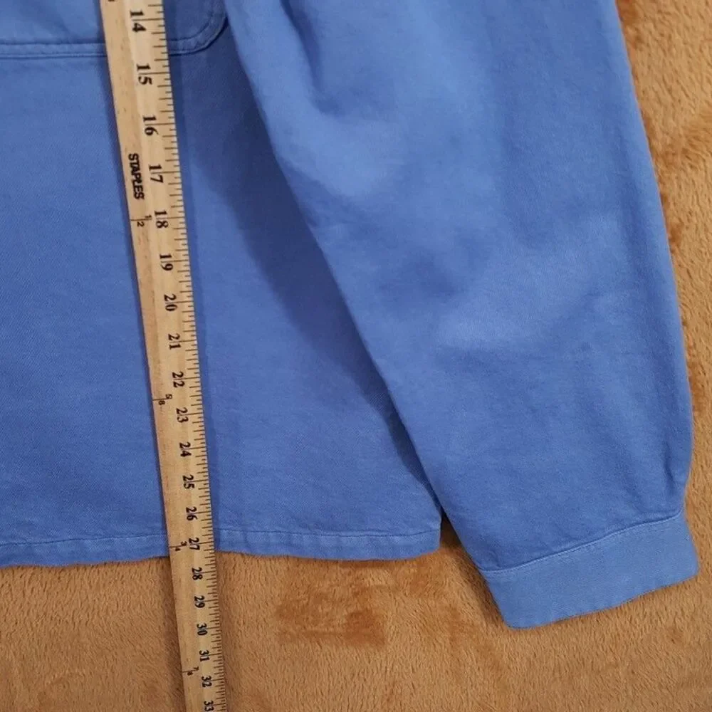 APC Overshirt Jacket Mens XL Blue Button Up Cotton Twill Logo Pocket LEON $335